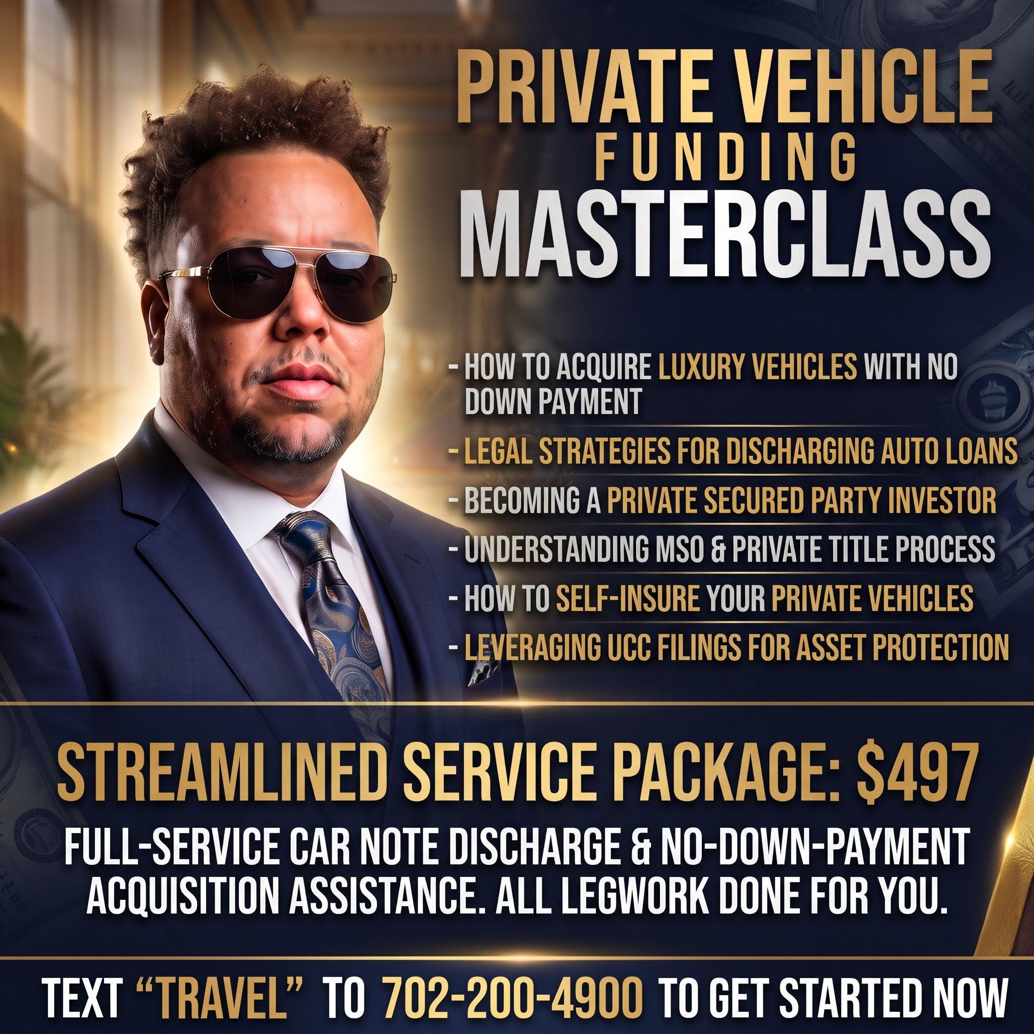 Private Vehicle Funding Masterclass - Streamlined Service Package $497